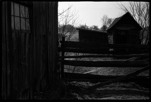 Barns, fence, and outbuildings