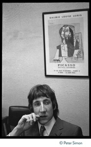 Pete Townshend: portrait while seated during an interview