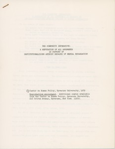 The community imperative: a refutation of all arguments in support of institutionalizing anybody because of mental retardation