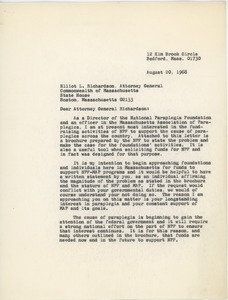 Letter from Elmer C. Bartels to Elliot L. Richardson