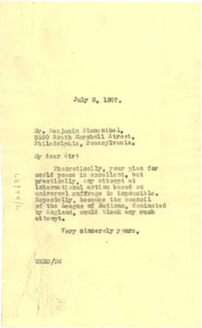 Letter from W. E. B. Du Bois to Benjamin Blumenthal