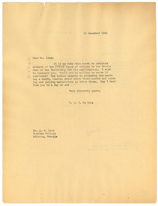 Letter from W. E. B. Du Bois to A. W. Loos