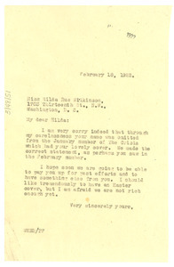 Letter from W. E. B Du Bois to Hilda Rue Wilkinson