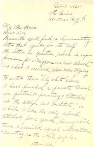 Letter from Frank Smalls to W. E. B. Du Bois