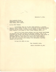 Letter from The Crisis to Annabelle Turner