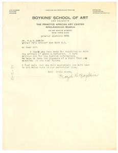 Letter from Cloyd L. Boykin to W. E. B. Du Bois
