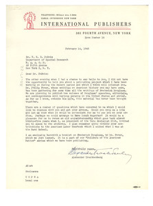 Letter from International Publishers to W. E. B. Du Bois