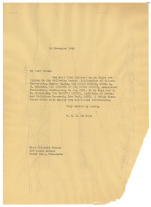 Letter from W. E. B. Du Bois to Elizabeth Schuck