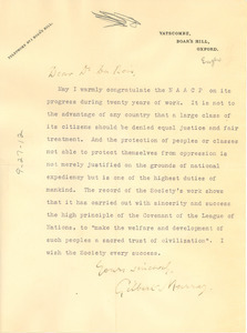 Letter from Gilbert Murray to W. E. B. Du Bois