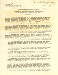 Statement of Committee on Status of Negro Americans in War Industries as adopted March 29, 1941