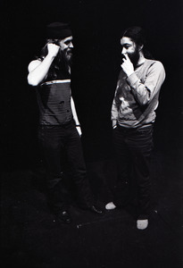 Lannes Kenfield (l) and Tuli Kupferberg in a perfomance of the Revolting Theater at Emerson College
