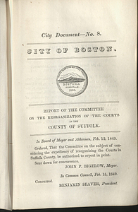 Report of the Committee on the Reorganization of the Courts in the County of Suffolk