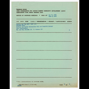 Agenda, attendance list and minutes for Ruthven and Seaver Street and Elm Hill and Humboldt Avenue meetings on May 27, 1963