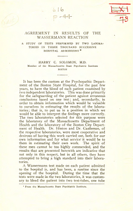 Agreement in results of the Wassermann reaction: a study of tests performed by two laboratories in three thousand successive hospital admissions