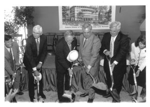 Attendees at the groundbreaking ceremony for Suffolk University Law School's Sargent Hall (120 Tremont Street)