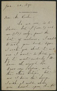 Letter, January 20, 1891, William Dean Howells to James Jeffrey Roche