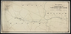 Map of survey for a railroad route from Needham to West Dedham / John M. Harris, engineer.
