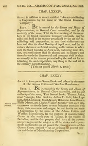 1808 Chap. 0085. An Act To Incorporate Samuel Jenks And Others By The Name Of The Adams Cotton And Woolen Manufactory.