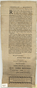 Commonwealth of Massachusetts : In the House of Representatives, March 10, 1787. Resolved, That the several persons that have been, or may hereafter be chosen ... subscribe the oath of alligance as prescribed in the Constitution of this Commonwealth...