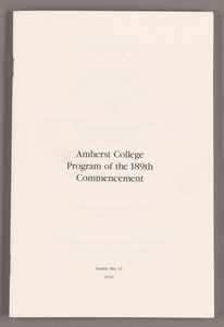 Amherst College Commencement program, 2010 May 23