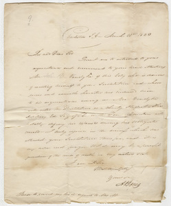 A. Boies letter to Zephaniah Swift Moore, 1823 March 22