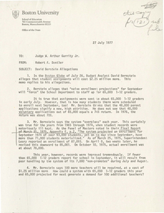 Letter from Robert A. Dentler, of the Boston University School of Education Dean's Office, to Judge W. Arthur Garrity, 1977 July 7
