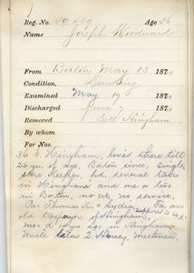 Tewksbury Almshouse Intake Record: Woodward, Joseph