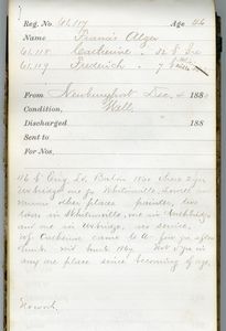 Tewksbury Almshouse Intake Record: Alger, Frederick