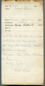 Tewksbury Almshouse Intake Record: Brown, James