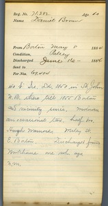 Tewksbury Almshouse Intake Record: Brown, Daniel