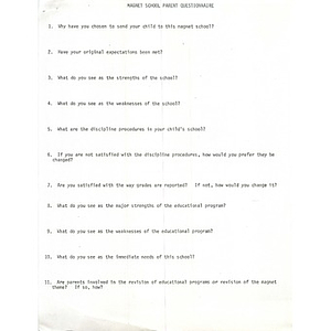 Magnet school parent questionnaire.