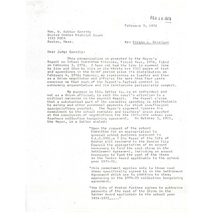 Letter, Judge Garrity, February 9, 1976.