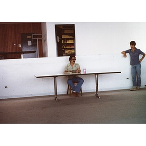 Two men at a La Alianza retreat, [Aug.?] 1978.