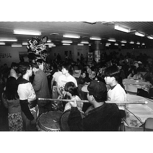 Performers at a dinner held at the Josiah Quincy School, marking Chinatown's victory to build a community center on Parcel C