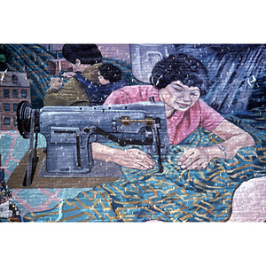 Mural of women sewing