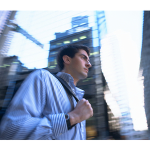 Co-op student walking down a Boston street