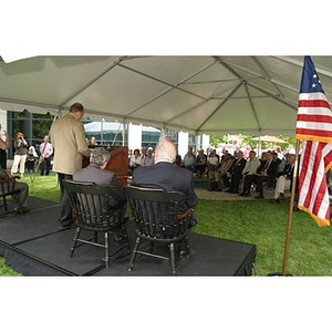 The audience from behind the stage at the Veterans Memorial groundbreaking ceremony