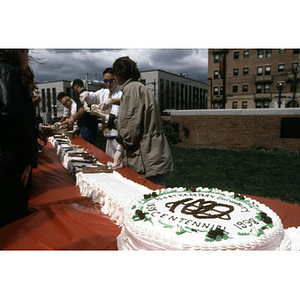 Large cake commemorating the 100th anniversary of Northeastern University