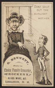 Trade card for G. Bennett, choice family groceries, Lebanon, New Hampshire, undated