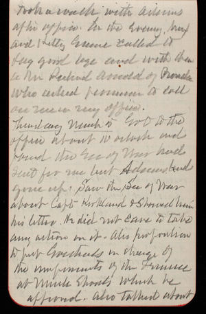 Thomas Lincoln Casey Notebook, February 1890-May 1891, 22, took a walk with Adams