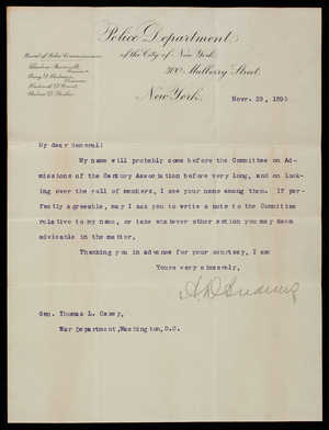 Avery D. Andrews to Thomas Lincoln Casey, November 29, 1895