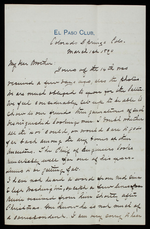 [Admiral] Silas [Casey] to Thomas Lincoln Casey, March 1, 1890
