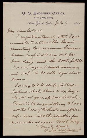 Walter McFarland to Thomas Lincoln Casey, July 9, 1888
