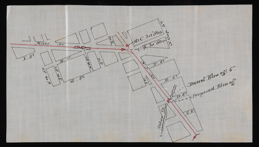 Plan, Blow off points at Massachusetts Avenue and New Jersey Avenue, undated