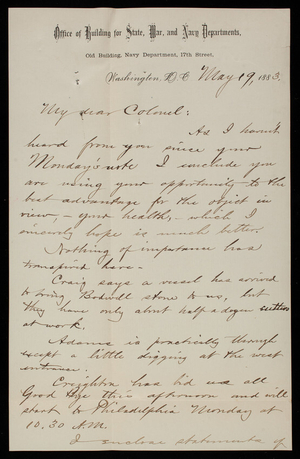 Bernard R. Green To Thomas Lincoln Casey, May 19, 1883 - Digital ...