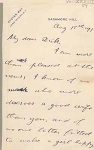 Letter from Theodore Roosevelt to Richard Middlecott Saltonstall, 15 August 1891