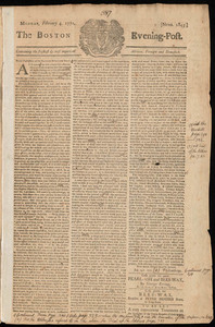 The Boston Evening-Post, 2 February 1771