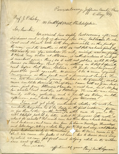 Letter from Benjamin Smith Lyman to Prof. J. P. Lesley