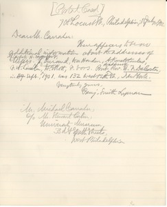 Letter from Benjamin Smith Lyman to Michael Carraher