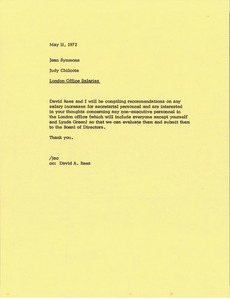 Memorandum from Judy Chilcote to Jean Symmons